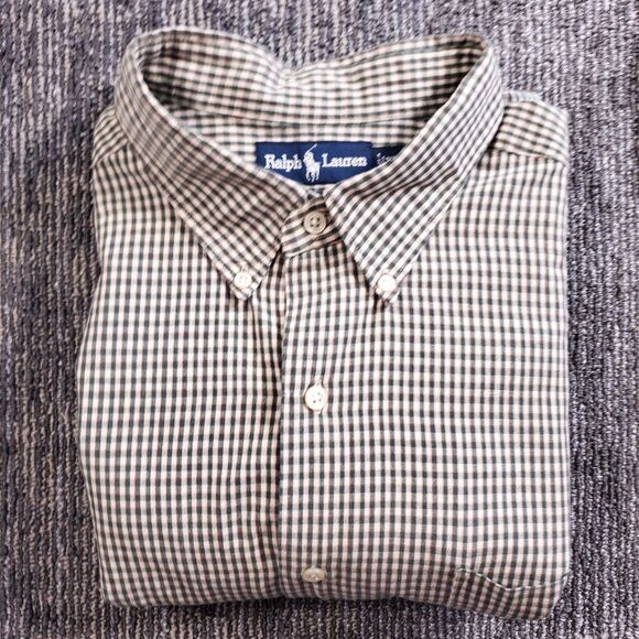 Polo Ralph Lauren McMeel Green Plaid Button Front XXL Shirt 100% Cotton Casual - Picture 14 of 14